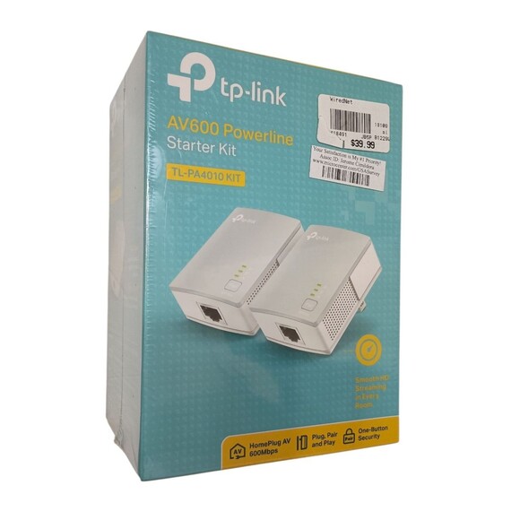 TP-Link TL-PA4010 KIT AV600 600Mbps Powerline Ethernet Adapter Starter Kit - Picture 1 of 6